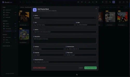 Add Physical Book Dialog