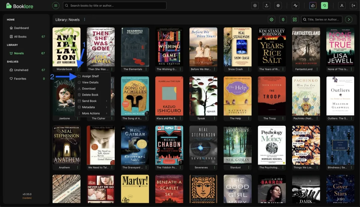 Single Book Menu