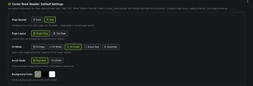 Comic Book Reader Settings