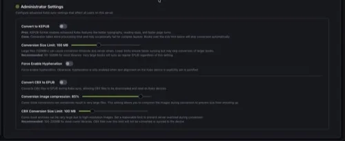Kobo Administrator Settings