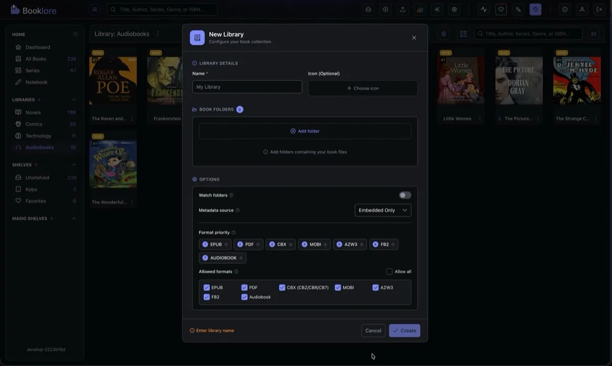 New Library Dialog