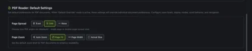 PDF Reader Settings
