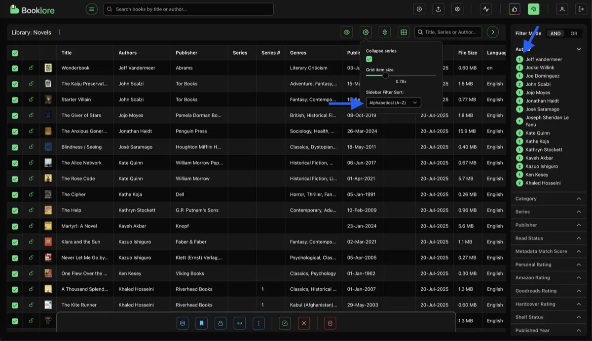 Sidebar Filters