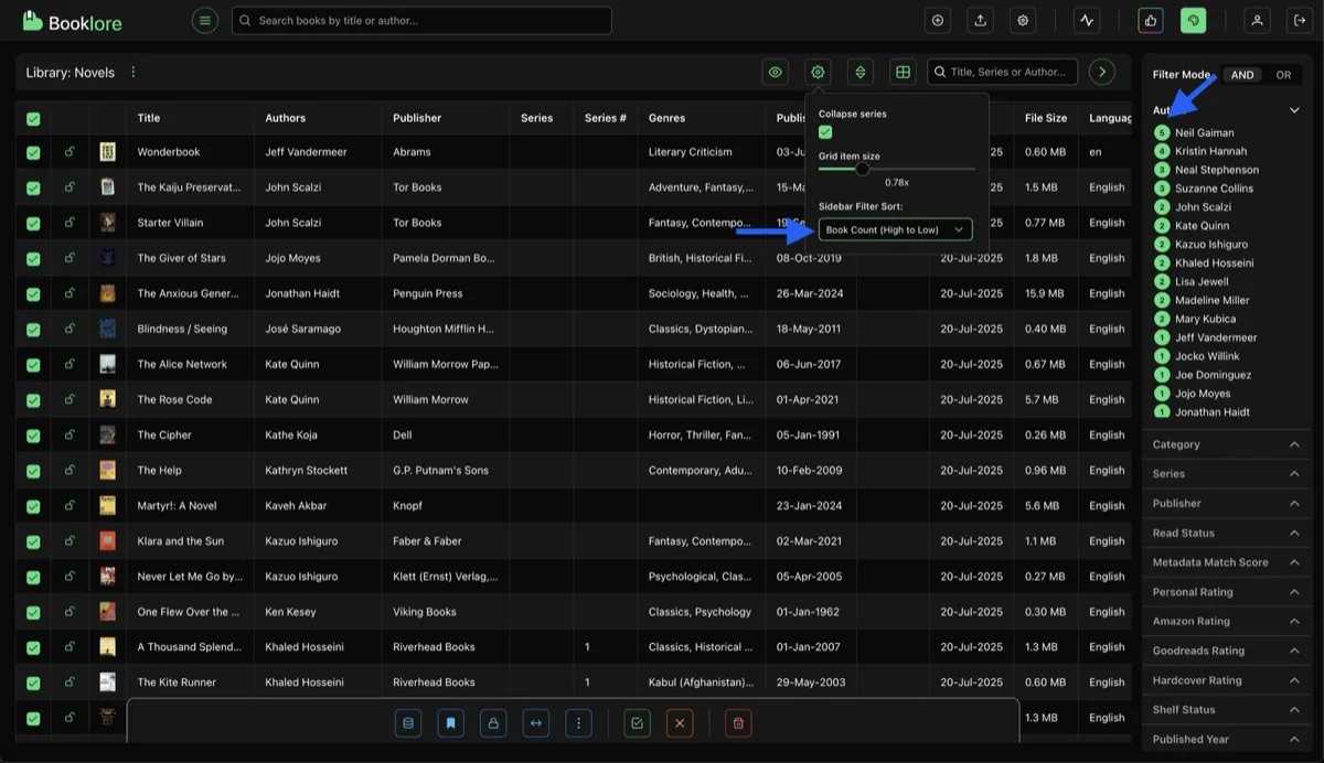 Sidebar Sort Options